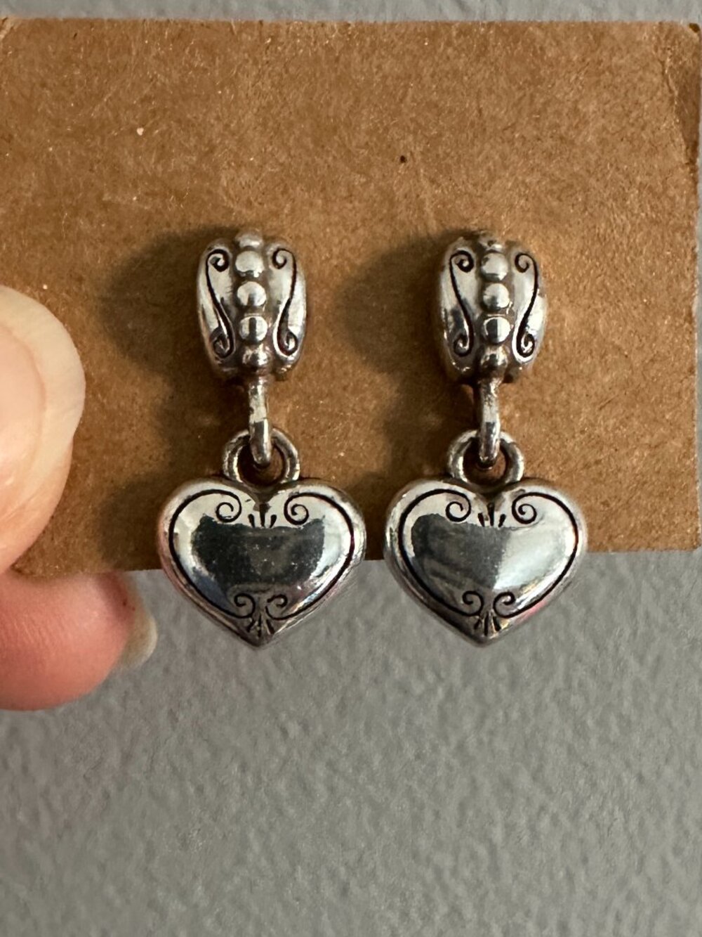 Brighton Cafe Au Lait Post Drop Heart Earrings - 0489